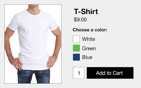 T-shirt purchase with different color options