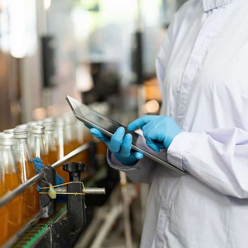 close up of beverage manufacturing and tech